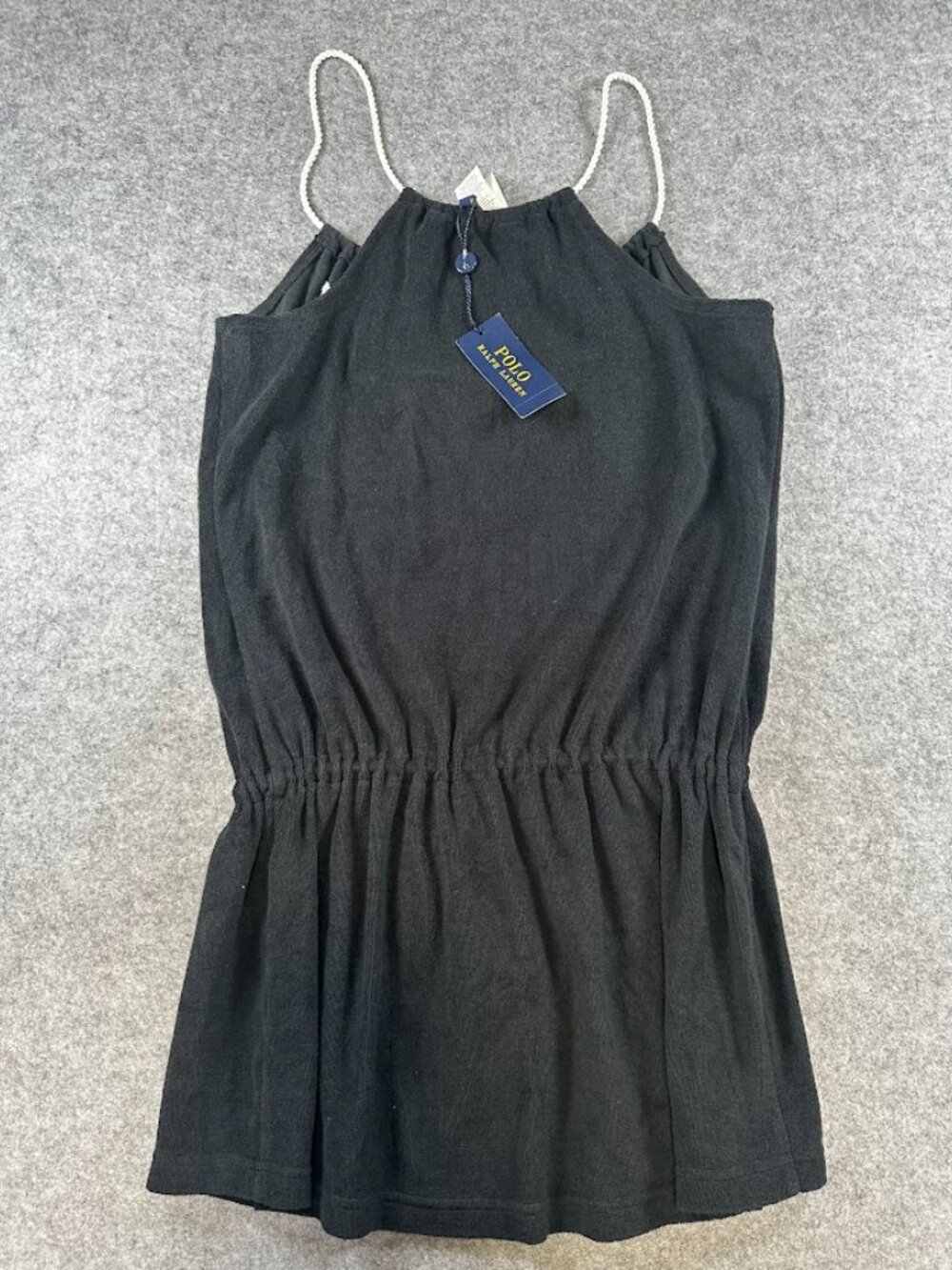 NWT Polo Ralph Lauren Sz Small Black Terry Drawstring Cover Up Dress Women - Picture 3 of 10
